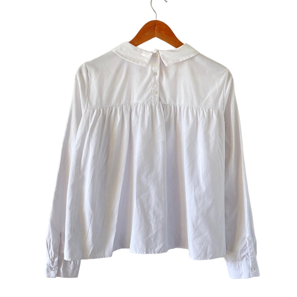Pre-Loved Zara White Blouse with Intricate Embellishment Design Brooch UK Size M - Picture 3 of 13